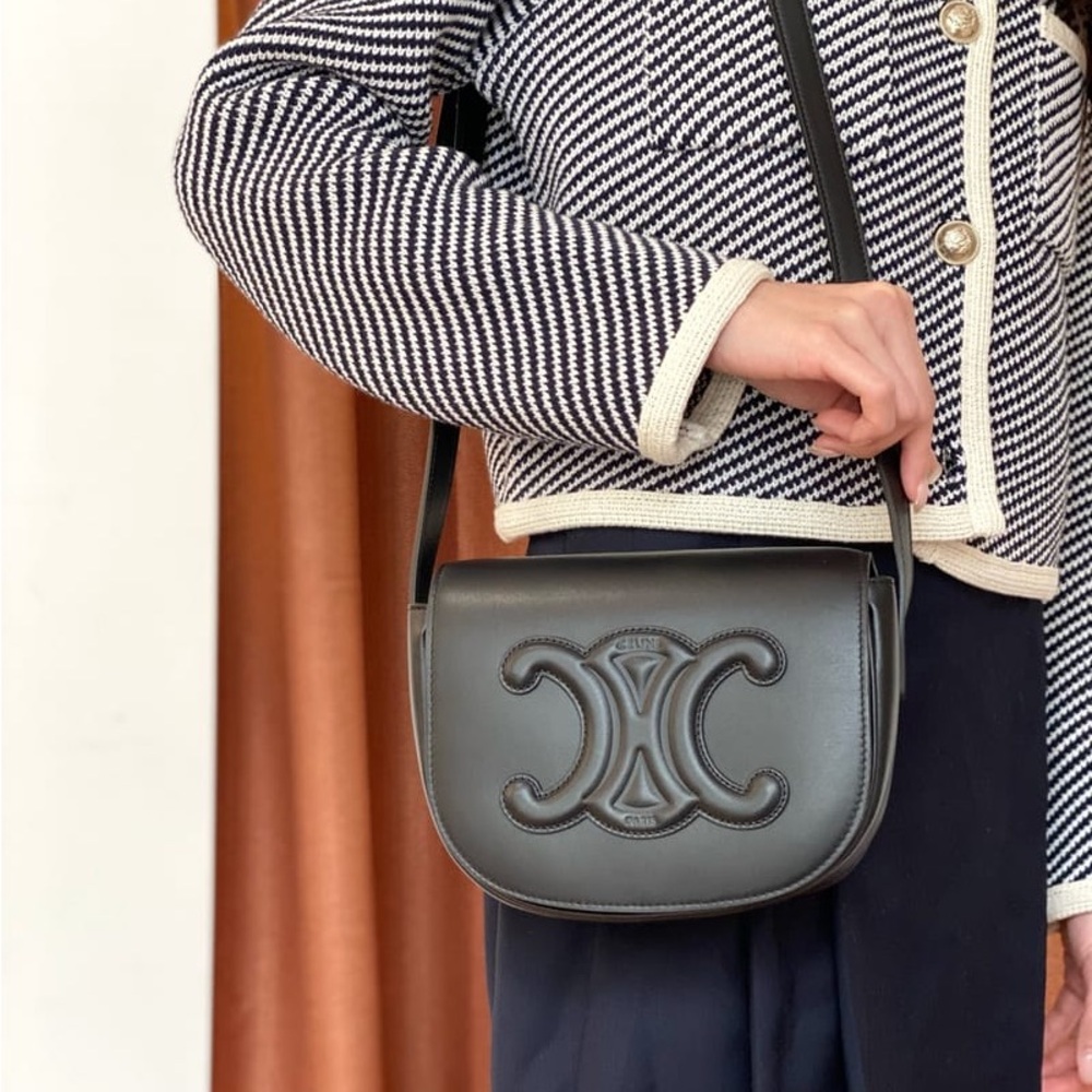 Celine Folco Cuir Triomphe in Smooth Black Calfskin